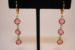 Vintage Pink 3 Tiered Drop Earrings