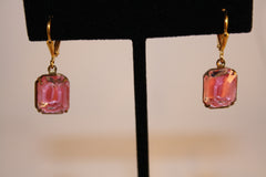 Vintage Pink Rectangle Earrings