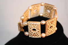 Pearl & Camel Bone Bracelet
